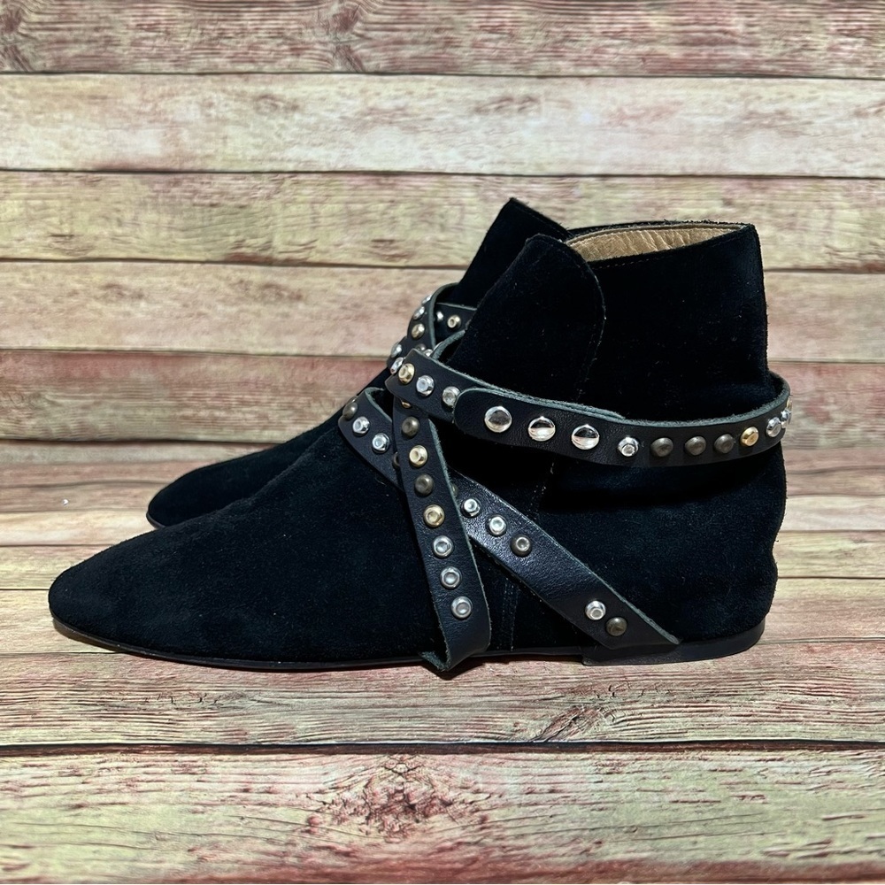 Isabel Marant Ruben Studded Crisscross Suede Booties
